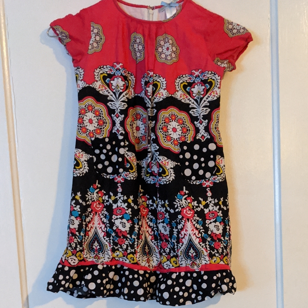Downeast Girl Dress 100 Percent Cotton Size 4T Boho Spring Pink/Black